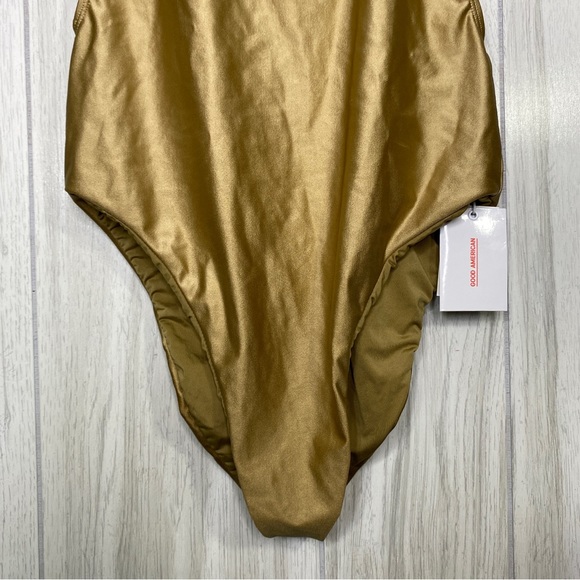 NWT Good American High Cut Deep Back One Piece Bodysuit in Gold Bronze size 4 XL - Picture 5 of 13